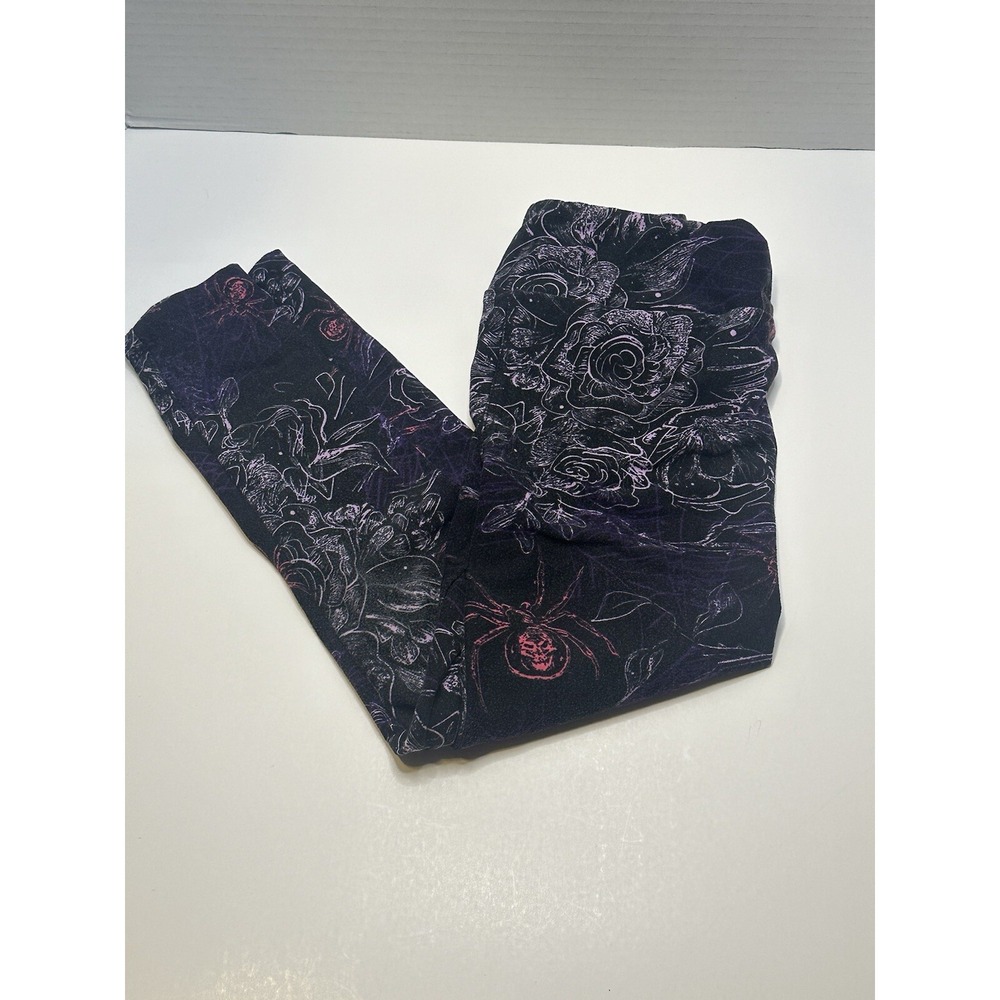 LuLaRoe Kids S/M Leggings‎ Halloween Black Widow And Roses